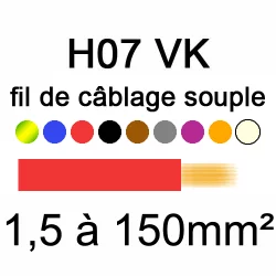 fil de câblage en cuivre souple isolé PVC série H07VK 1.5mm² bleu