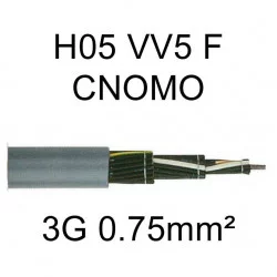 câble cuivre souple H05VV5F CNOMO 3 conducteurs 0.75mm²