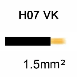 fil de câblage en cuivre souple isolé PVC série H07VK 1.5mm² noir