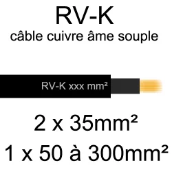 câble électrique âme cuivre souple série RV-K 1 conducteur 50mm²