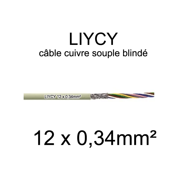 Câble électrique blindé LIYCY multiconducteurs 0,25 et 0,34mm²
