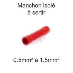 manchon isolé rouge à sertir pour fil électrique 0.5mm2 1mm2 0.75mm2 1.5mm2