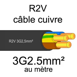 câble électrique cuivre U1000 R2V 3G2.5mm2 vente au mètre à la coupe
