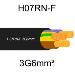 câble cuivre souple titanex nexans ou equivalent H07RN-F 3G6 mm2 vendu au mètre à la coupe