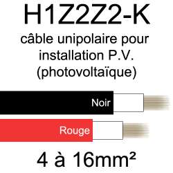 câble électrique cuivre souple spécial solaire photovoltaique série H1Z2Z2k 4mm2 noir