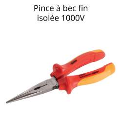 pince à bec fin isolée 1000 volts avec manches rouges et jaunes