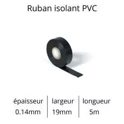 ruban adhésif PVC isolant électrique type shaterton couleur noir largeur 19mm