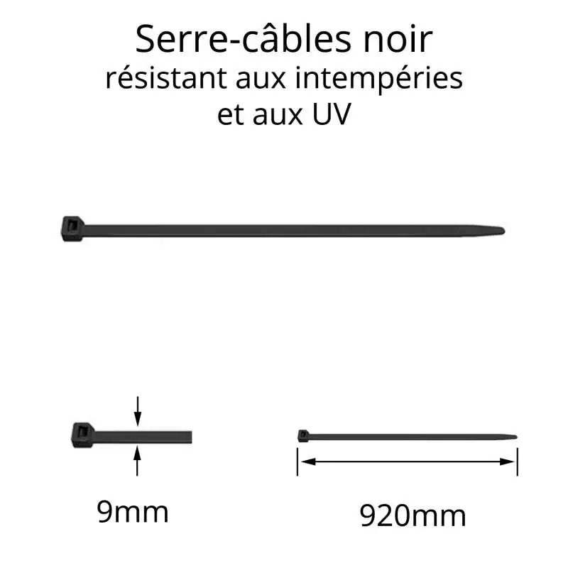 Collier serre-câble standard couleur noir, toutes tailles