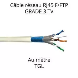 Câble Ethernet catégorie 6A F/FTP GRADE 3 TV avec blindage par paire et blindage général, vendu au mètre à la coupe TGL