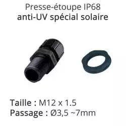presse-étoupe IP68 spécial solaire noir anti UV taille M12