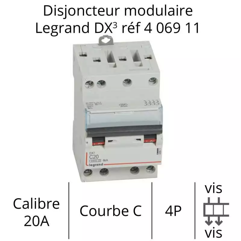 Disjoncteur modulaire Legrand DX3 et DNX3 courbe C