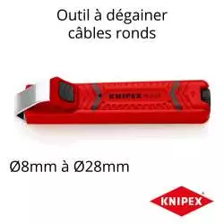outil pour dénuder et dégainer les fils et câbles électriques adapté pour câble de diamètre 8mm à 28mm marque Knipex 16 20 16 SB