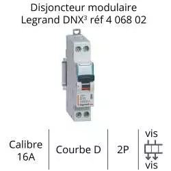 disjoncteur courbe D legrand D16A 1P+N 406802