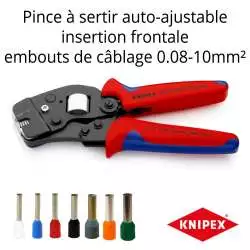 Knipex Pince à sertir auto-ajustable pour embouts de câble introduction  frontale 190 mm - 97 53 09 SB - Cdiscount Bricolage