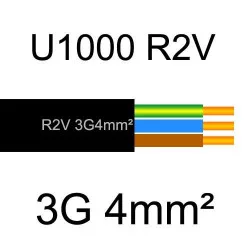 câble électrique cuivre U1000 R2V 3G4mm2
