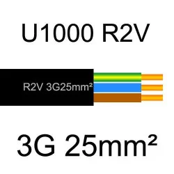 câble électrique cuivre U1000 R2V 3G25mm2