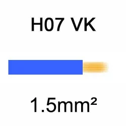 fil de câblage en cuivre souple isolé PVC série H07VK 1.5mm² bleu